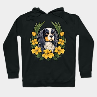 King Charles Spaniel with daffodils illustration Hoodie